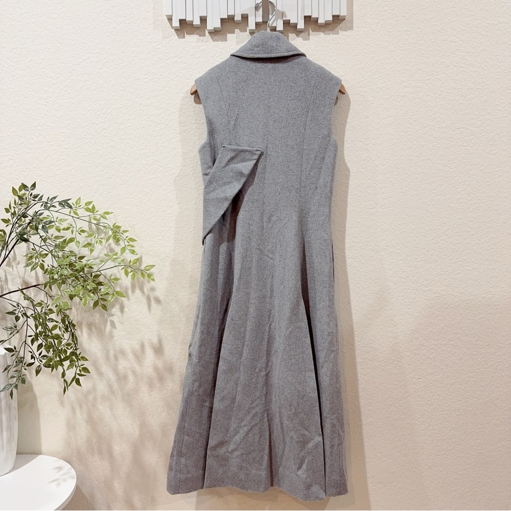 J.ING Jing Gray Wool Blend Double Breasted Sleeveless Longline Vest Coat Size M - Picture 9 of 10